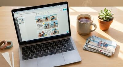 Digital scrapbooking workspace