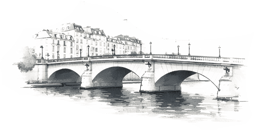 Paris bridge watercolor scrapbook element